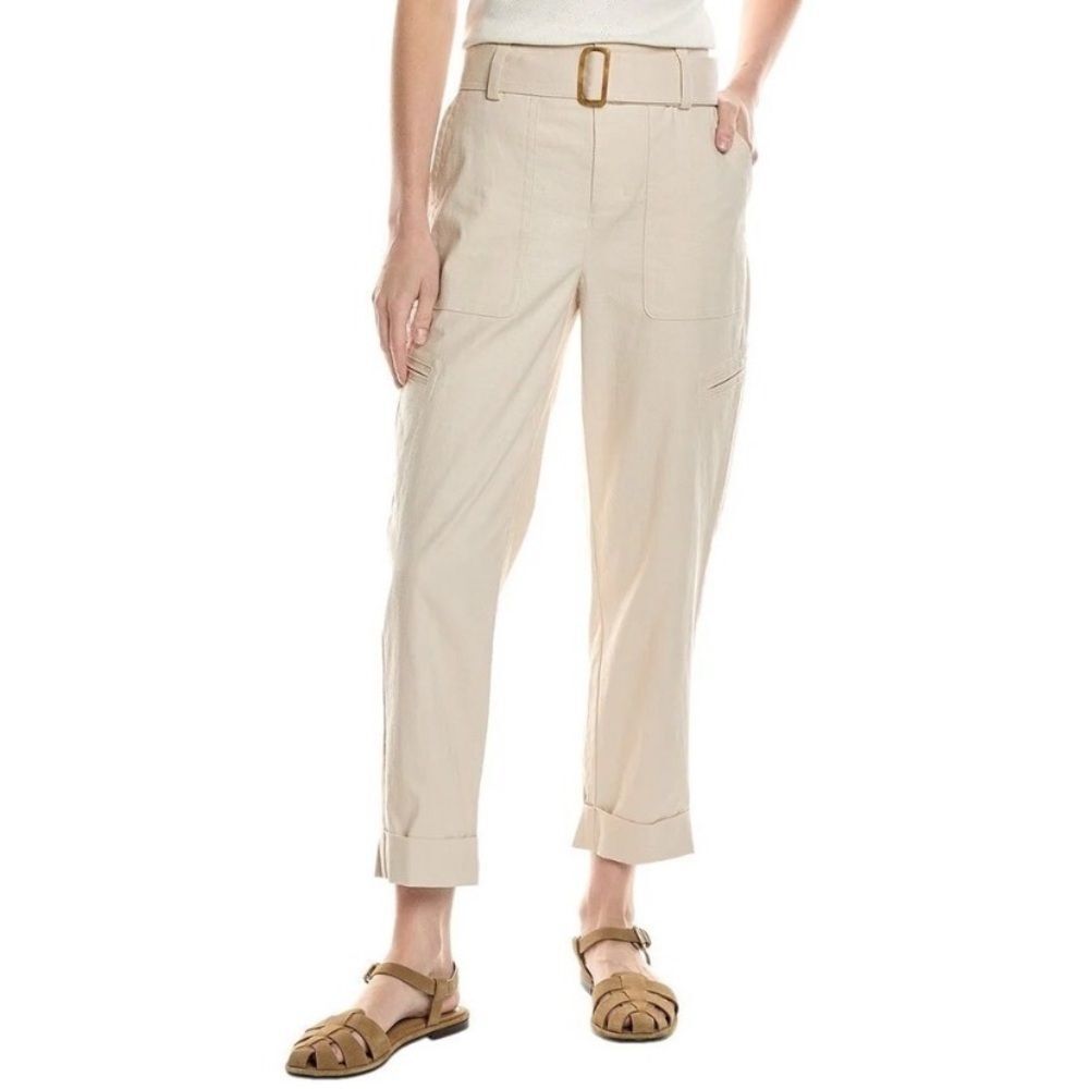 New VINCE Belted Linen-Blend Pant Size XL